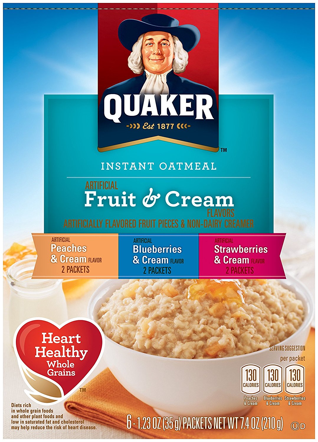 Quaker, Instant Oatmeal, Fruit and Cream Variety Pack, Breakfast Cereal ...
