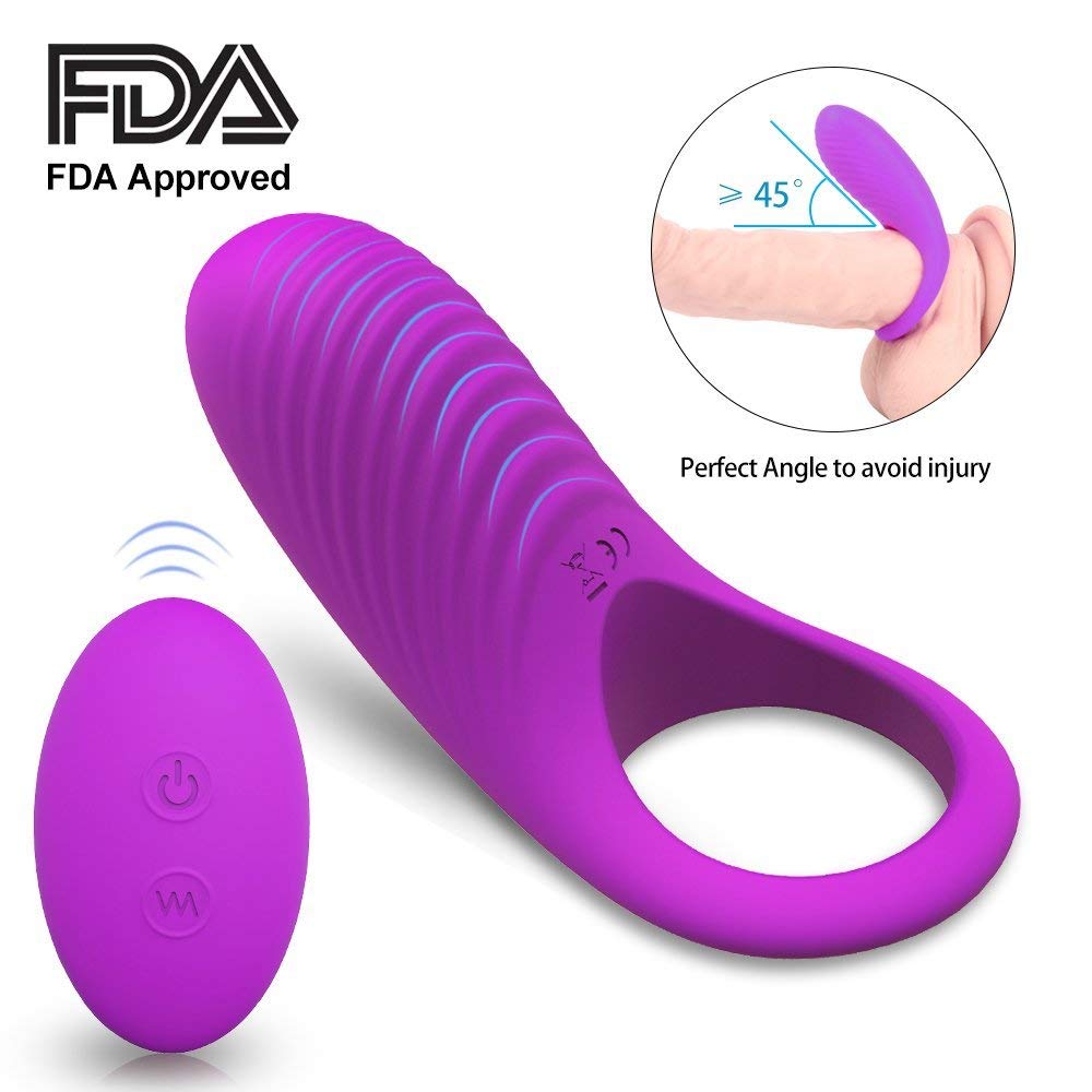 Lob Waterproof Rechargeable Powerful Vibrating Cock Ring Remote Control 9 Speed For Couples